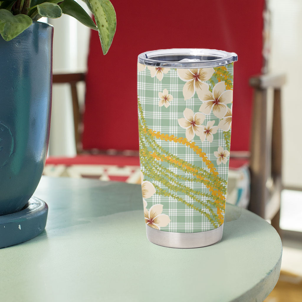 Liko Kukui Hawai'i Palaka Plumeria Tumbler Cup Puakenikeni and Maile Lei LT9 - Polynesian Pride