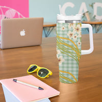 Liko Kukui Hawai'i Palaka Plumeria Tumbler With Handle Puakenikeni and Maile Lei LT9 - Polynesian Pride