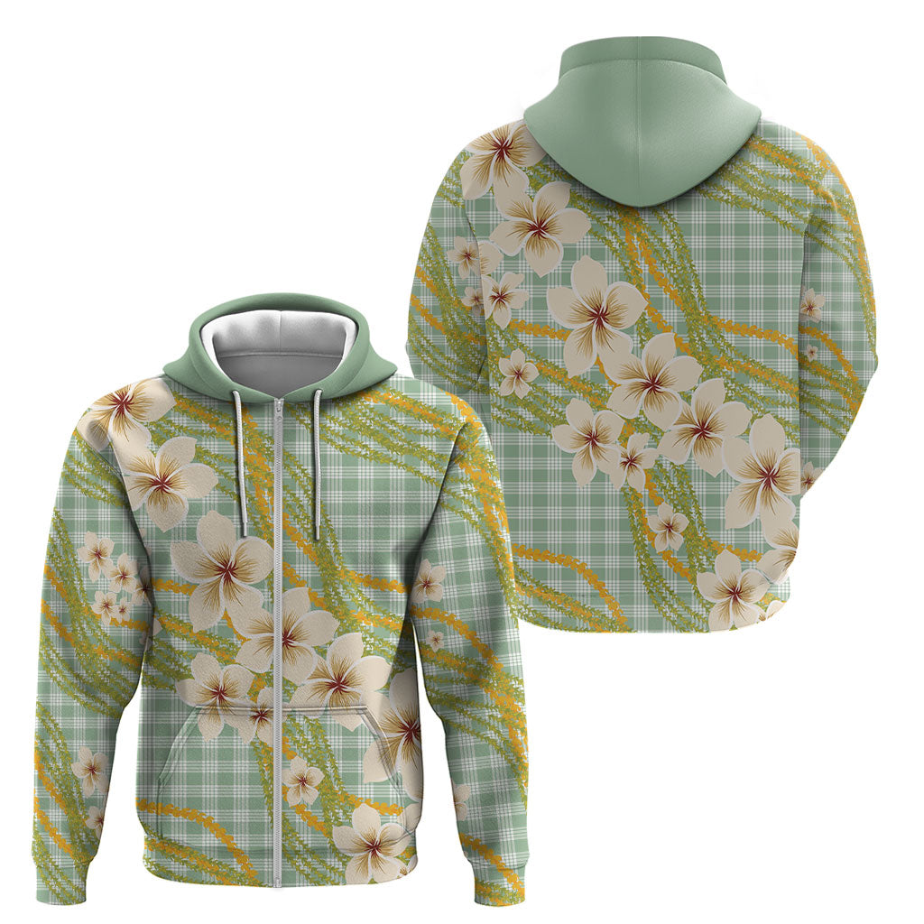 Liko Kukui Hawai'i Palaka Plumeria Zip Hoodie Puakenikeni and Maile Lei LT9 - Polynesian Pride