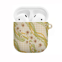 Melemele Ahiahia Hawai'i Palaka Plumeria AirPods Case Puakenikeni and Maile Lei LT9 Pastel Yellow - Polynesian Pride