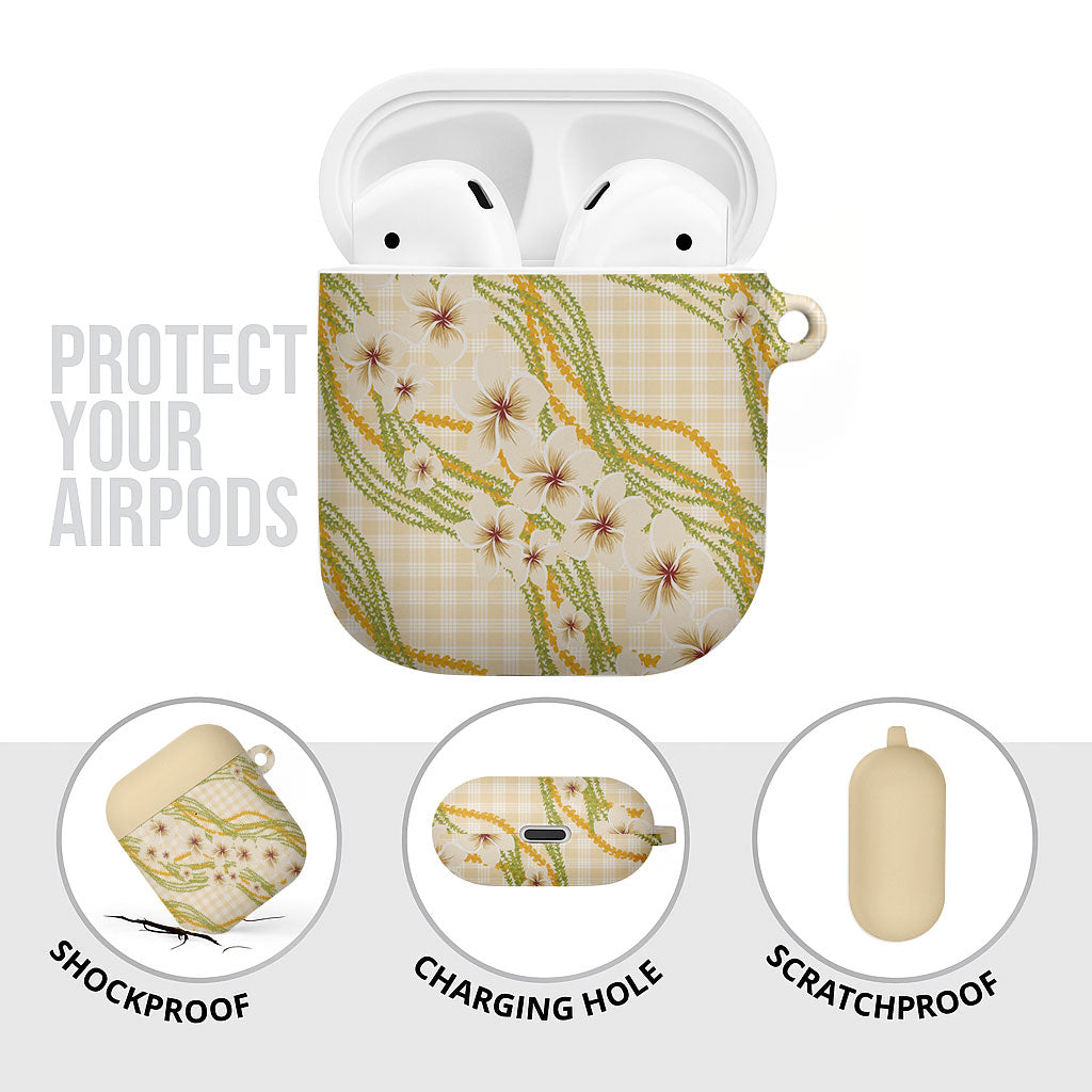 Melemele Ahiahia Hawai'i Palaka Plumeria AirPods Case Puakenikeni and Maile Lei LT9 - Polynesian Pride
