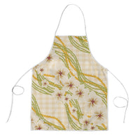 Melemele Ahiahia Hawai'i Palaka Plumeria Apron Puakenikeni and Maile Lei LT9 Pastel Yellow - Polynesian Pride