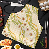 Melemele Ahiahia Hawai'i Palaka Plumeria Apron Puakenikeni and Maile Lei LT9 Pastel Yellow - Polynesian Pride