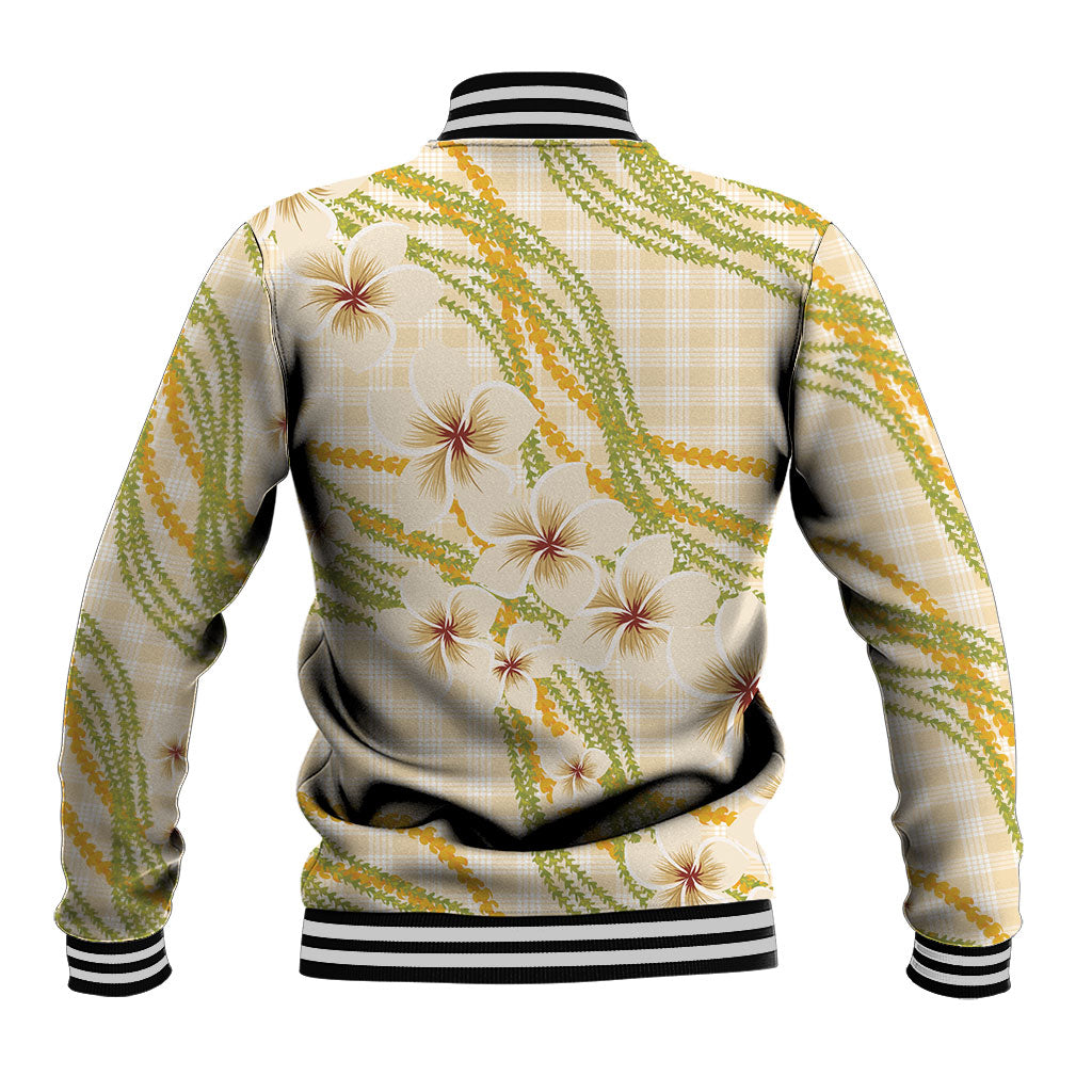 Melemele Ahiahia Hawai'i Palaka Plumeria Baseball Jacket Puakenikeni and Maile Lei LT9 - Polynesian Pride