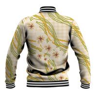 Melemele Ahiahia Hawai'i Palaka Plumeria Baseball Jacket Puakenikeni and Maile Lei LT9 - Polynesian Pride