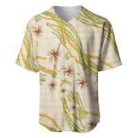 Melemele Ahiahia Hawai'i Palaka Plumeria Baseball Jersey Puakenikeni and Maile Lei LT9 Pastel Yellow - Polynesian Pride