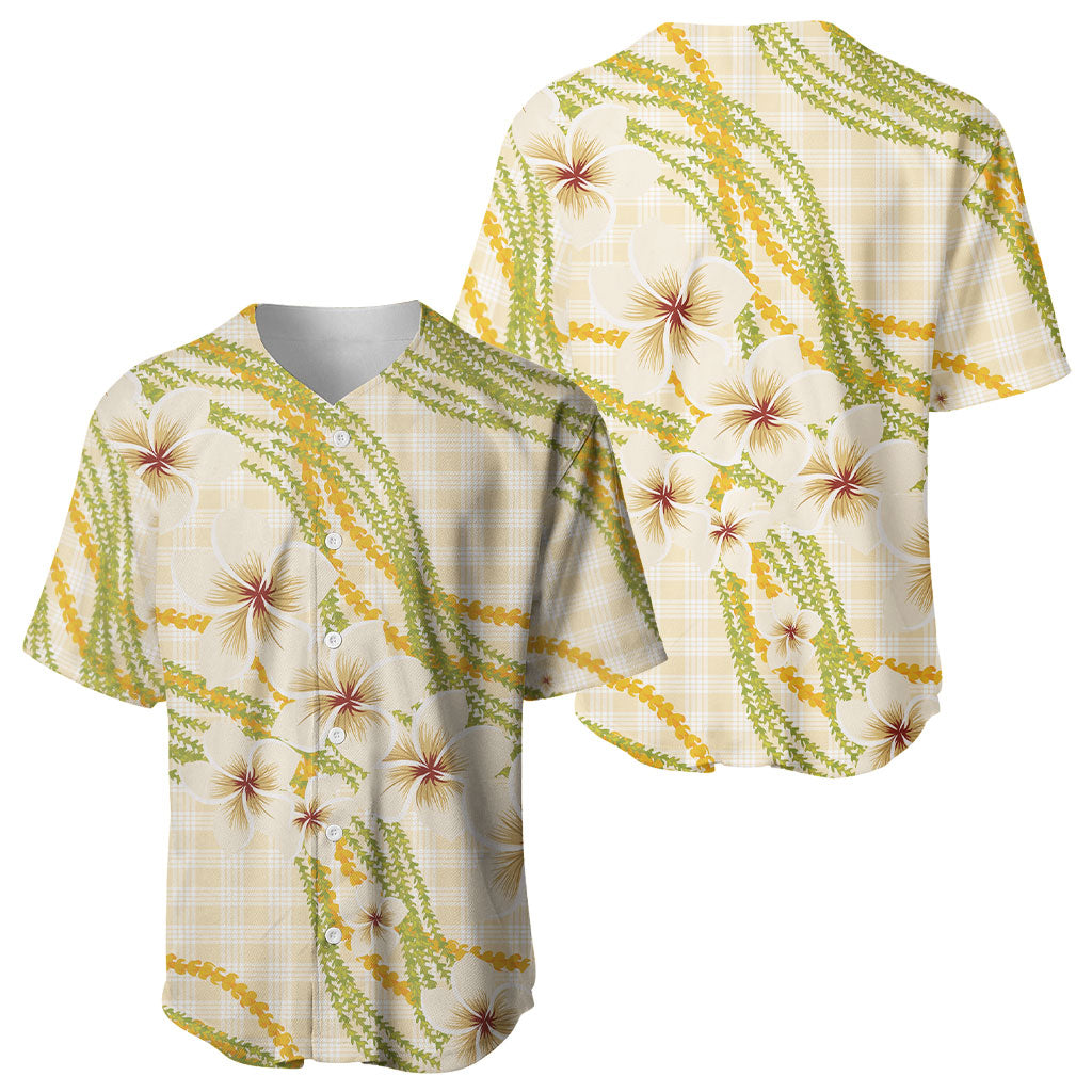 Melemele Ahiahia Hawai'i Palaka Plumeria Baseball Jersey Puakenikeni and Maile Lei LT9 - Polynesian Pride