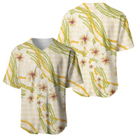 Melemele Ahiahia Hawai'i Palaka Plumeria Baseball Jersey Puakenikeni and Maile Lei LT9 - Polynesian Pride