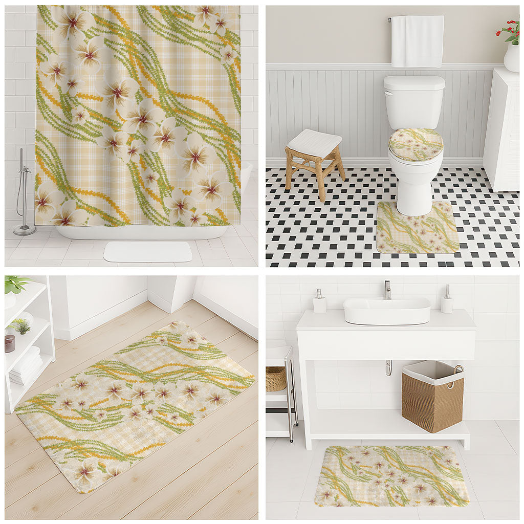Melemele Ahiahia Hawai'i Palaka Plumeria Bathroom Set Puakenikeni and Maile Lei LT9 - Polynesian Pride