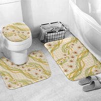Melemele Ahiahia Hawai'i Palaka Plumeria Bathroom Set Puakenikeni and Maile Lei LT9 Mat Set Only (3 pcs) One Size Pastel Yellow - Polynesian Pride