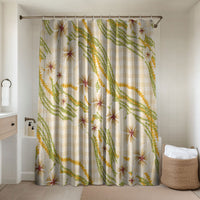 Melemele Ahiahia Hawai'i Palaka Plumeria Bathroom Set Puakenikeni and Maile Lei LT9 Shower Curtain Only Pastel Yellow - Polynesian Pride