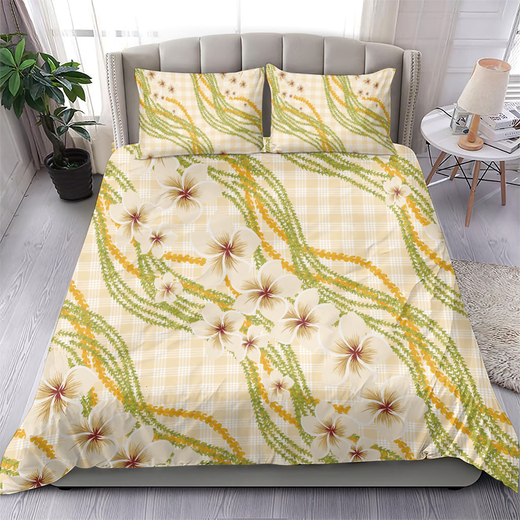 Melemele Ahiahia Hawai'i Palaka Plumeria Bedding Set Puakenikeni and Maile Lei LT9 - Polynesian Pride