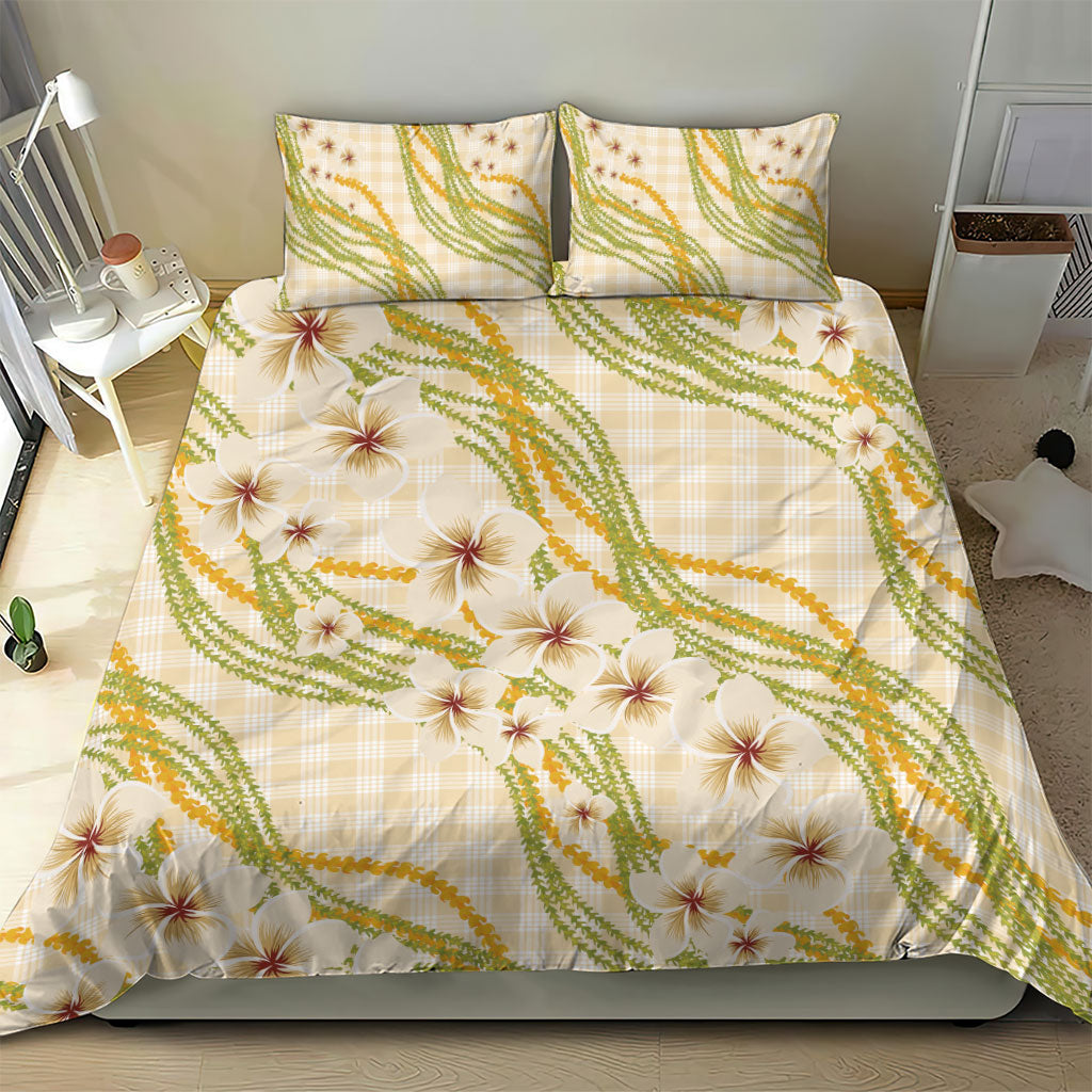 Melemele Ahiahia Hawai'i Palaka Plumeria Bedding Set Puakenikeni and Maile Lei LT9 - Polynesian Pride