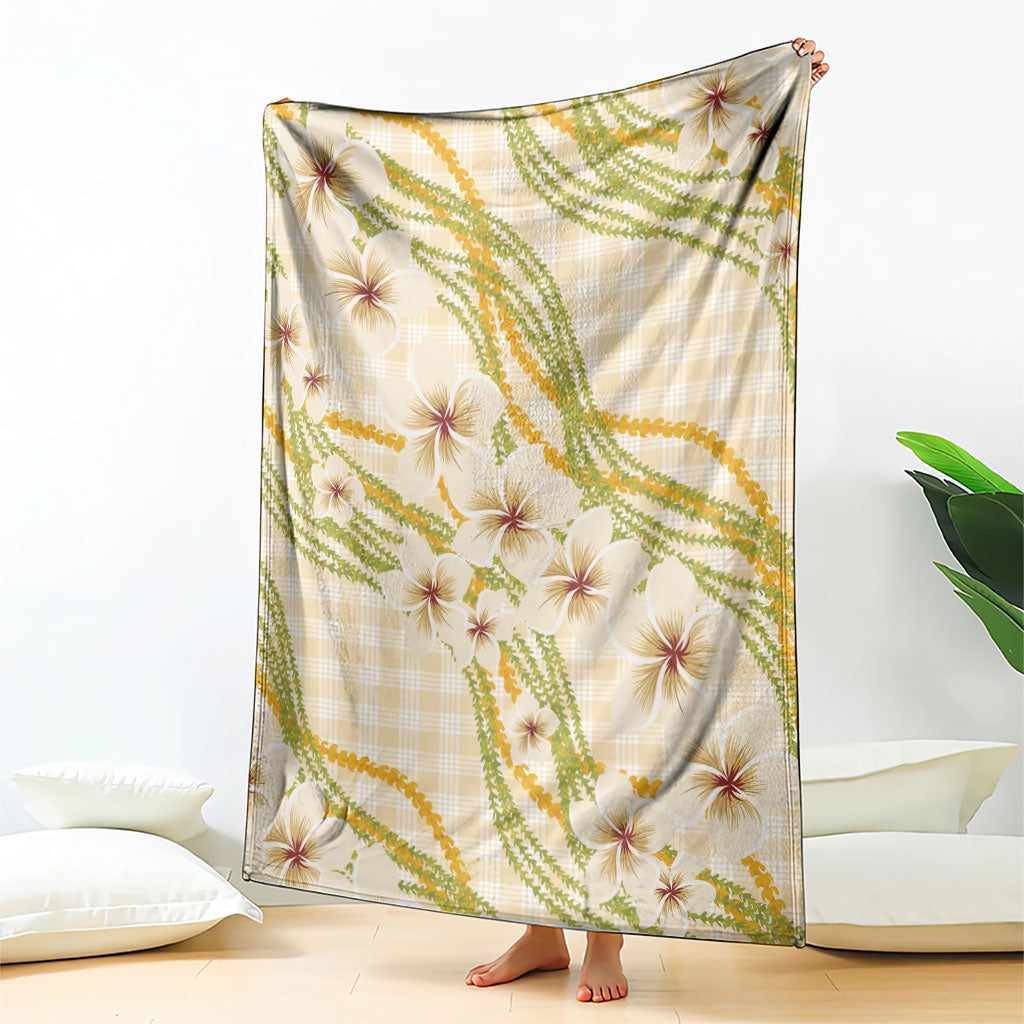 Melemele Ahiahia Hawai'i Palaka Plumeria Blanket Puakenikeni and Maile Lei LT9 - Polynesian Pride