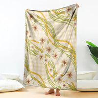 Melemele Ahiahia Hawai'i Palaka Plumeria Blanket Puakenikeni and Maile Lei LT9 - Polynesian Pride
