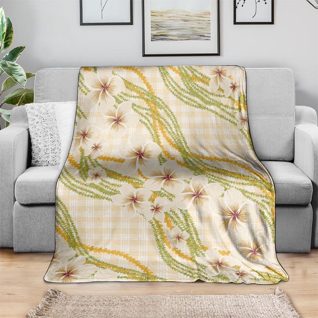 Melemele Ahiahia Hawai'i Palaka Plumeria Blanket Puakenikeni and Maile Lei LT9 - Polynesian Pride