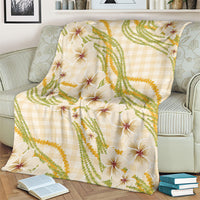 Melemele Ahiahia Hawai'i Palaka Plumeria Blanket Puakenikeni and Maile Lei LT9 - Polynesian Pride