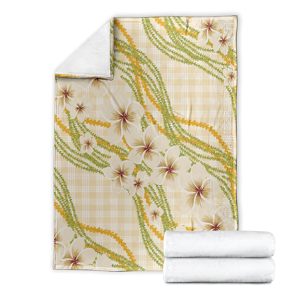 Melemele Ahiahia Hawai'i Palaka Plumeria Blanket Puakenikeni and Maile Lei LT9 - Polynesian Pride