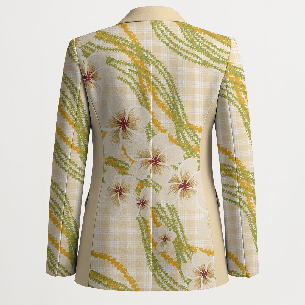 Melemele Ahiahia Hawai'i Palaka Plumeria Blazer Puakenikeni and Maile Lei LT9 - Polynesian Pride