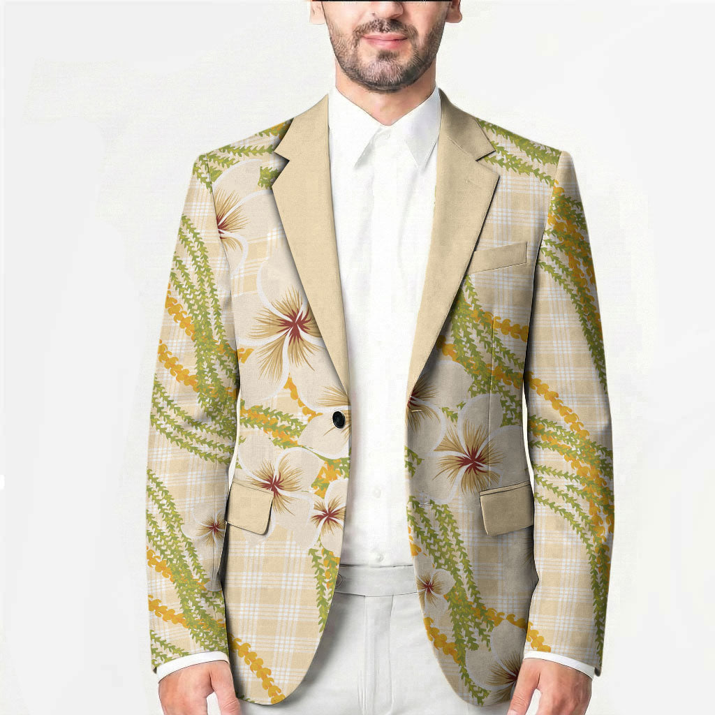 Melemele Ahiahia Hawai'i Palaka Plumeria Blazer Puakenikeni and Maile Lei LT9 - Polynesian Pride