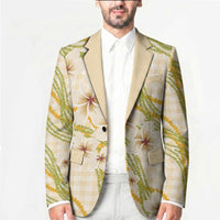 Melemele Ahiahia Hawai'i Palaka Plumeria Blazer Puakenikeni and Maile Lei LT9 - Polynesian Pride