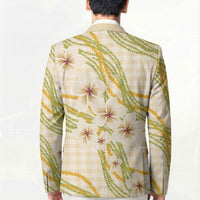 Melemele Ahiahia Hawai'i Palaka Plumeria Blazer Puakenikeni and Maile Lei LT9 - Polynesian Pride