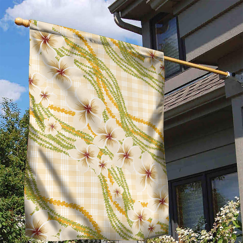 Melemele Ahiahia Hawai'i Palaka Plumeria Garden Flag Puakenikeni and Maile Lei LT9 - Polynesian Pride