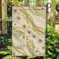 Melemele Ahiahia Hawai'i Palaka Plumeria Garden Flag Puakenikeni and Maile Lei LT9 Garden Flag Pastel Yellow - Polynesian Pride