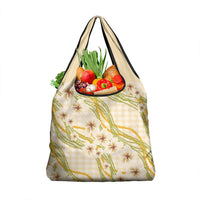 Melemele Ahiahia Hawai'i Palaka Plumeria Grocery Bag Puakenikeni and Maile Lei LT9 1-pack One Size Pastel Yellow - Polynesian Pride