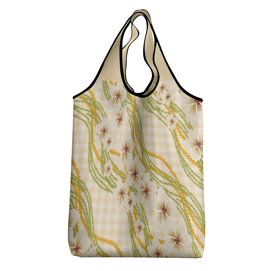 Melemele Ahiahia Hawai'i Palaka Plumeria Grocery Bag Puakenikeni and Maile Lei LT9 - Polynesian Pride