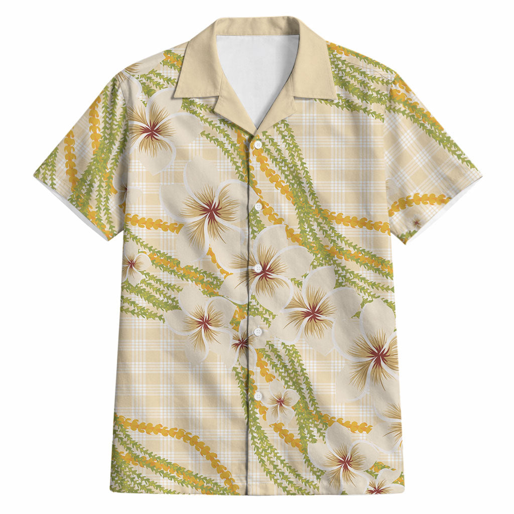 Melemele Ahiahia Hawai'i Palaka Plumeria Hawaiian Shirt Puakenikeni and Maile Lei LT9 Pastel Yellow - Polynesian Pride