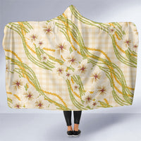 Melemele Ahiahia Hawai'i Palaka Plumeria Hooded Blanket Puakenikeni and Maile Lei LT9 One Size Pastel Yellow - Polynesian Pride