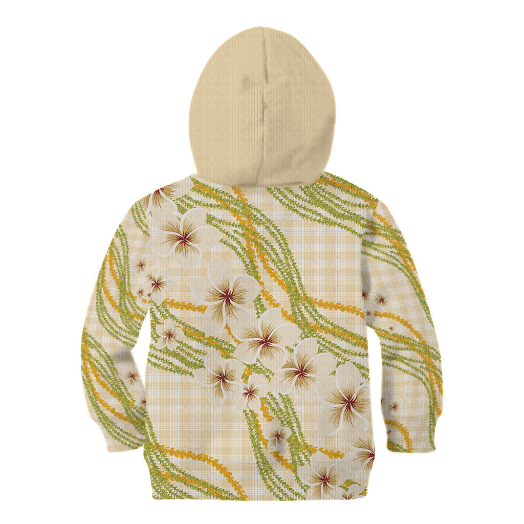 Melemele Ahiahia Hawai'i Palaka Plumeria Kid Hoodie Puakenikeni and Maile Lei LT9 - Polynesian Pride