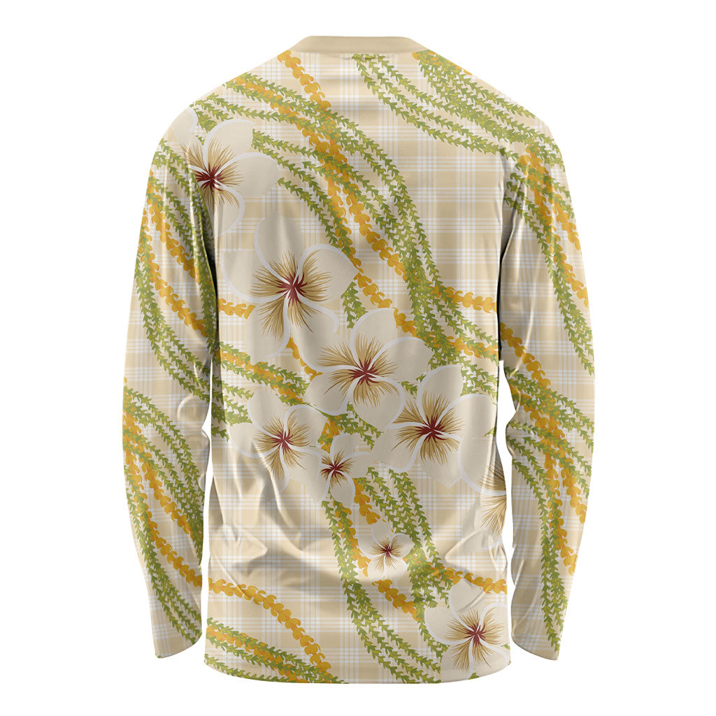 Melemele Ahiahia Hawai'i Palaka Plumeria Long Sleeve Shirt Puakenikeni and Maile Lei LT9 - Polynesian Pride