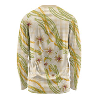 Melemele Ahiahia Hawai'i Palaka Plumeria Long Sleeve Shirt Puakenikeni and Maile Lei LT9 - Polynesian Pride