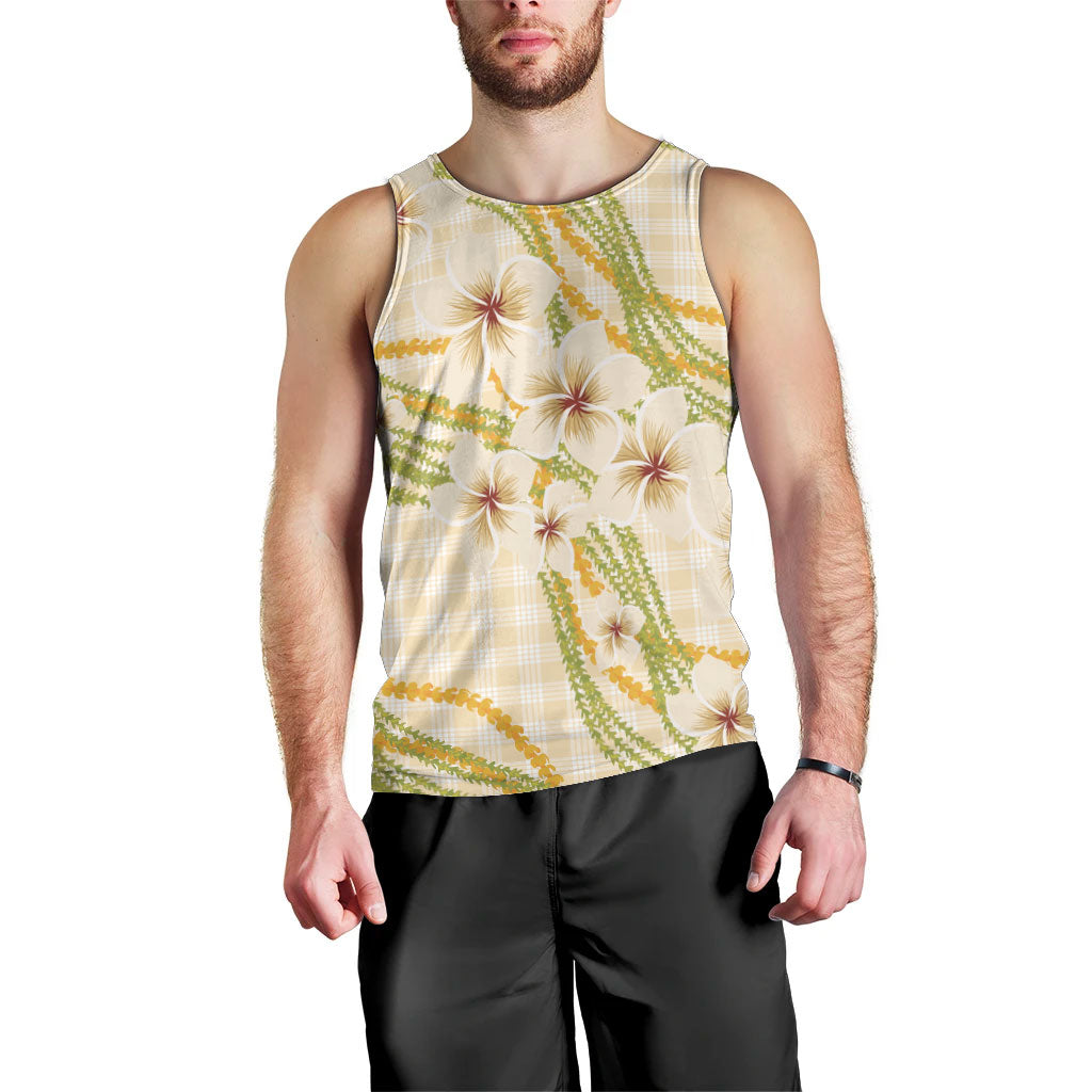Melemele Ahiahia Hawai'i Palaka Plumeria Men Tank Top Puakenikeni and Maile Lei LT9 - Polynesian Pride