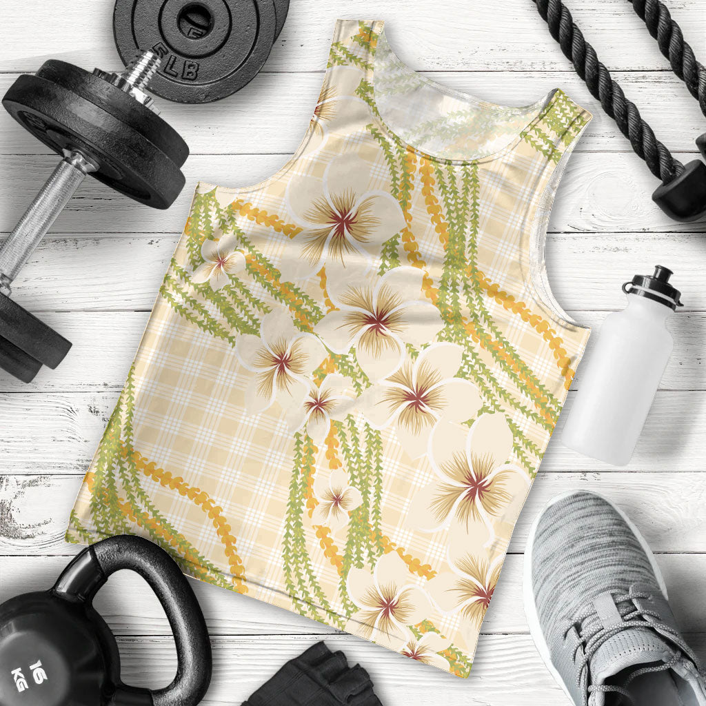 Melemele Ahiahia Hawai'i Palaka Plumeria Men Tank Top Puakenikeni and Maile Lei LT9 - Polynesian Pride