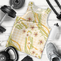 Melemele Ahiahia Hawai'i Palaka Plumeria Men Tank Top Puakenikeni and Maile Lei LT9 - Polynesian Pride