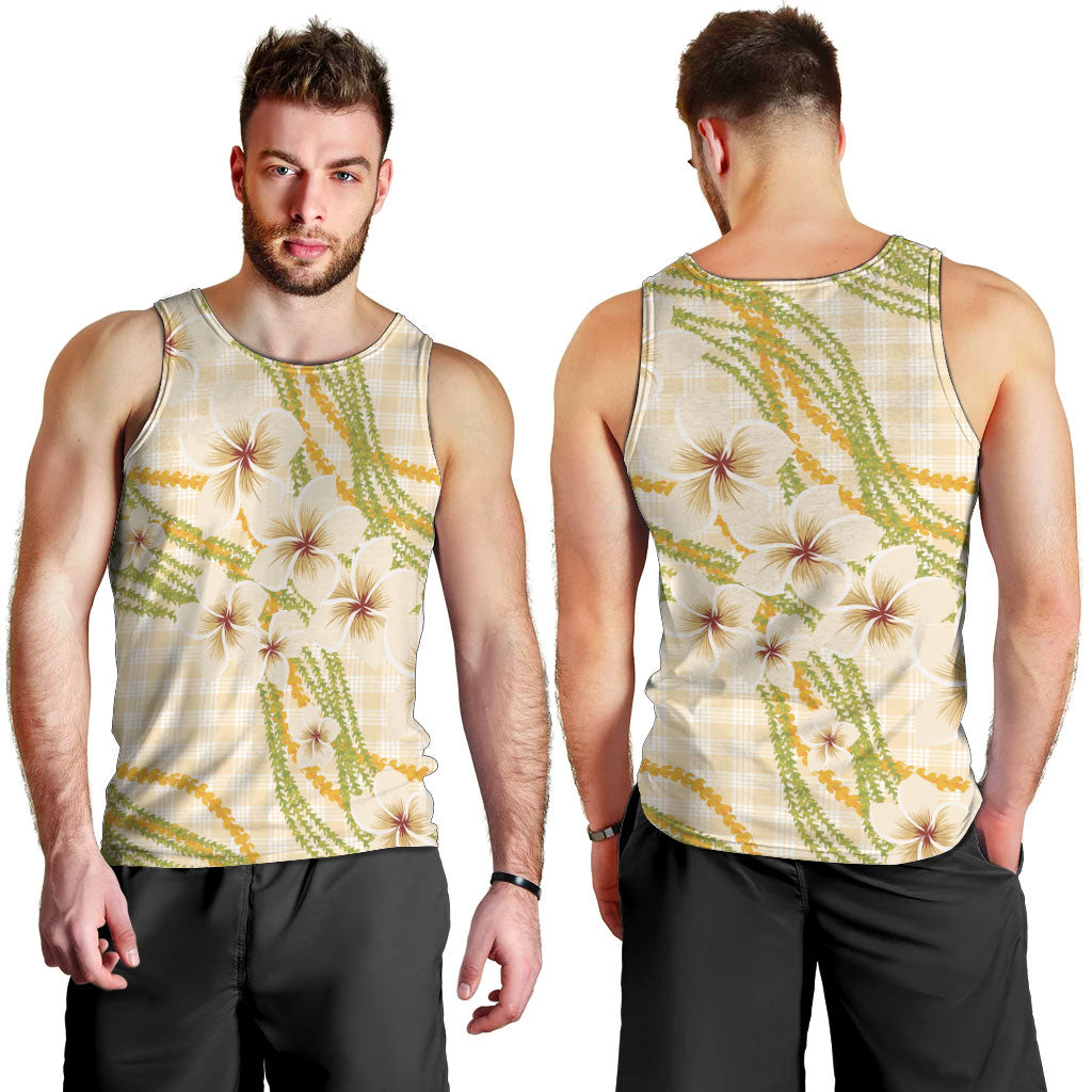 Melemele Ahiahia Hawai'i Palaka Plumeria Men Tank Top Puakenikeni and Maile Lei LT9 - Polynesian Pride