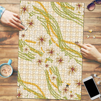 Melemele Ahiahia Hawai'i Palaka Plumeria Puzzle Puakenikeni and Maile Lei LT9 Pastel Yellow - Polynesian Pride