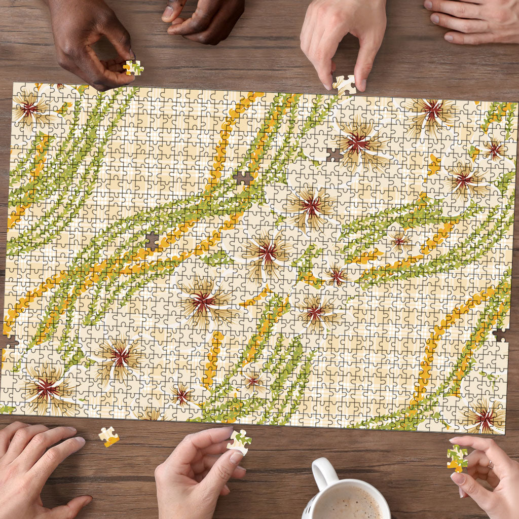 Melemele Ahiahia Hawai'i Palaka Plumeria Puzzle Puakenikeni and Maile Lei LT9 - Polynesian Pride