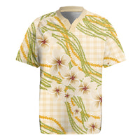 Melemele Ahiahia Hawai'i Palaka Plumeria Rugby Jersey Puakenikeni and Maile Lei LT9 Pastel Yellow - Polynesian Pride