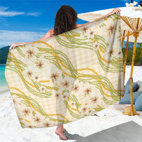 Melemele Ahiahia Hawai'i Palaka Plumeria Sarong Puakenikeni and Maile Lei LT9 One Size 44 x 66 inches Pastel Yellow - Polynesian Pride