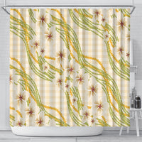 Melemele Ahiahia Hawai'i Palaka Plumeria Shower Curtain Puakenikeni and Maile Lei LT9 - Polynesian Pride