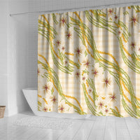 Melemele Ahiahia Hawai'i Palaka Plumeria Shower Curtain Puakenikeni and Maile Lei LT9 - Polynesian Pride