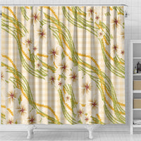 Melemele Ahiahia Hawai'i Palaka Plumeria Shower Curtain Puakenikeni and Maile Lei LT9 - Polynesian Pride