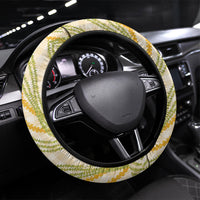 Melemele Ahiahia Hawai'i Palaka Plumeria Steering Wheel Cover Puakenikeni and Maile Lei LT9 Universal Fit Pastel Yellow - Polynesian Pride
