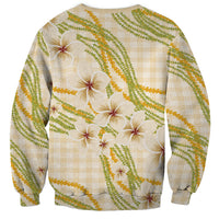 Melemele Ahiahia Hawai'i Palaka Plumeria Sweatshirt Puakenikeni and Maile Lei LT9 - Polynesian Pride