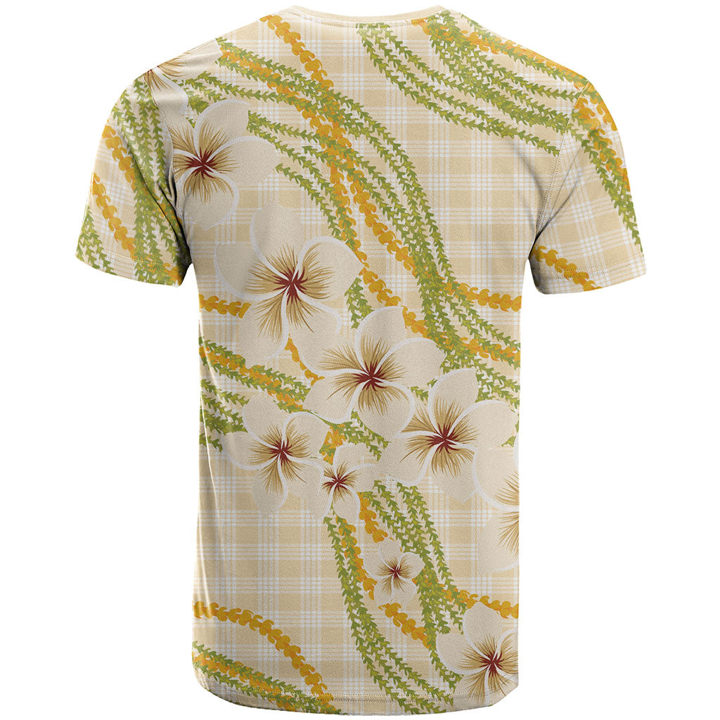 Melemele Ahiahia Hawai'i Palaka Plumeria T Shirt Puakenikeni and Maile Lei LT9 - Polynesian Pride