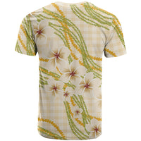 Melemele Ahiahia Hawai'i Palaka Plumeria T Shirt Puakenikeni and Maile Lei LT9 - Polynesian Pride